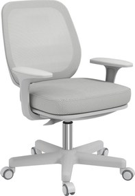 Vinsetto Scaun de Birou Rabatabil cu Inaltime Reglabila, Scaun Ergonomic si Tesatura Respirabila cu 5 Roti 55x48x82.5-94.5 cm, Gri