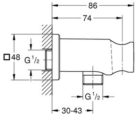 GROHE RAINSHOWER 26659000 - racord de perete cu suport pentru duș, 48 × 48 mm, crom