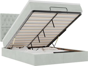 vidaXL Cadru de pat otoman cu saltele Gri deschis 140x190cm catifea