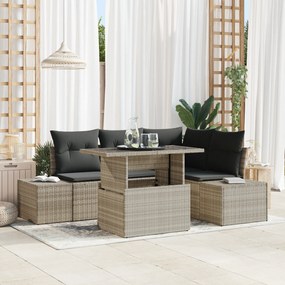 vidaXL Set de canapele pentru grădină cu pernă 5 pcs Gri deschis