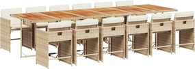 vidaXL Set mobilier de grădină cu perne, 13 piese, bej, poliratan