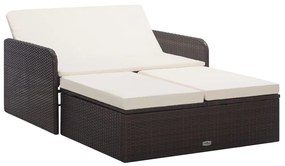 46079 vidaXL Set mobilier de grădină cu perne, 2 piese, maro, poliratan