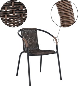Scaun stivuibil, răchită sintetică maro/metal negru, DOREN