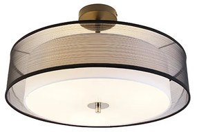 Plafoniera moderna neagra cu alb 50cm 3 lumini - Drum Duo