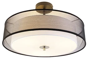 Plafoniera moderna neagra cu alb 50cm 3 lumini - Drum Duo