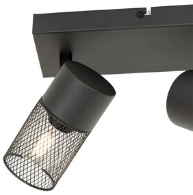 Spotlight industrial negru cu 2 lumini reglabile - Jim
