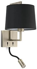 Aplica perete cu reader LED design clasic FRAME auriu antic/negru