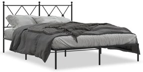 376502 vidaXL Cadru de pat metalic cu tăblie, negru, 140x190 cm