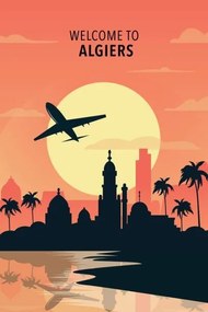 Fotografie Welcome to Algiers, Algeria. Retro city, Illustrator