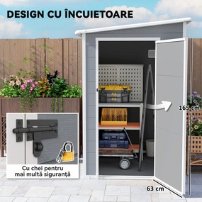 Outsunny Magazie din metal pentru gradina, Gri