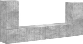 vidaXL Set comodă TV 4 pcs Gri din beton Lemn compozit