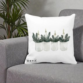 Perna Decorativa Lumanari Advent in Borcane, 40x40 cm, Alba Mata, Husa Detasabila, Perna Inclusa, BEKZ®