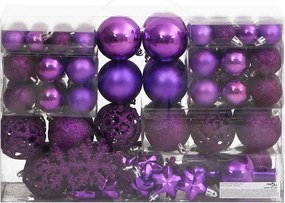 vidaXL Set globuri de Crăciun 111 buc., violet, polistiren