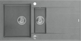 Chiuveta compozit incastrata Quadron Unique Evan 156 gri - inox 100x50 cm