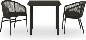 vidaXL Set de mobilier pentru grădină, 3 piese, negru