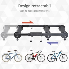 HOMCOM Trainer de Bicicletă Interioară, Suport Antrenament Reglabil, 49x16x82-130cm, Negru | Aosom Romania