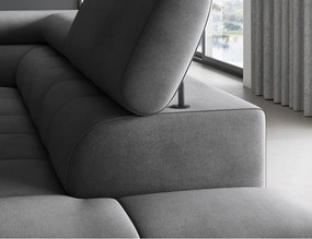 Colțar gri închis extensibil/cu spațiu de depozitare cu tapițerie din catifea (cu colț pe partea dreaptă/în formă de ”L”) Ferucce – ELTAP