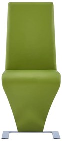Scaune de bucatarie in zigzag, 6 buc., verde, piele ecologica 6, Verde