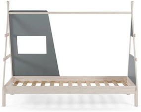 Pat pentru copii verde prăfuit de tip casă din lemn de pin cu somieră 90x200 cm Enola – Marckeric