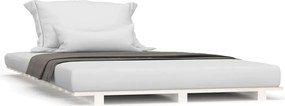 vidaXL Cadru de pat, alb, 90x190 cm, lemn masiv de pin