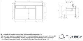 Șezlong taupe cu tapițerie din catifea reiată (cu colț pe partea dreaptă) Chic Charlotte – Miuform