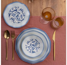 Set veselă, 24 piese, porțelan, albastru
