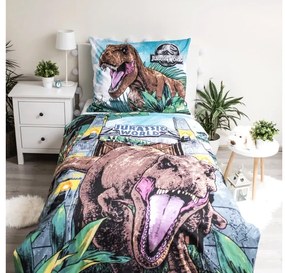 Lenjerie de pat din bumbac fosforescenta JURASSIC WORLD ROAR colorata Dimensiune lenjerie de pat: 70 x 90 cm | 140 x 200 cm