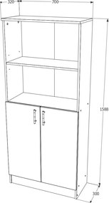 Biblioteca Flint, cu Usi Inferioare si O Polita, Stejar Bronz, 70 x 32 x 159 cm