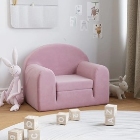 341802 vidaXL Canapea extensibilă pentru copii, roz, pluș moale