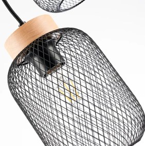 Brilagi - Lustra suspendată pe cablu BASKLITE 3xE27/15W/230V, lemn de cauciuc/negru
