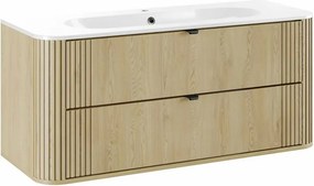 Set dulap baza suspendat 120 cm cu lavoar Comad Ovalia stejar Cremona