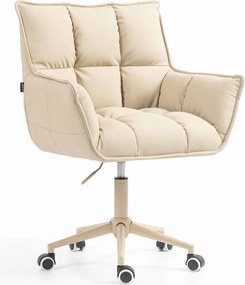 HR560K Scaun Crem Piele Ecologica Premium Soft cu Bază Crem