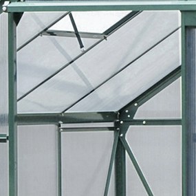 Outsunny Seră de Grădină cu Bază, Fereastră, Ușă Glisantă și Structură din Aluminiu, 190x252x201 cm, Verde Închis | Aosom Romania