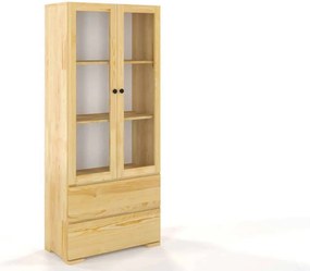 Vitrină lemn masiv TerraCraft Pin 2 Sertare, 80 × 38 × 182 cm - Natural