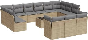 vidaXL Set canapele de grădină, 14 piese, cu perne, bej, poliratan
