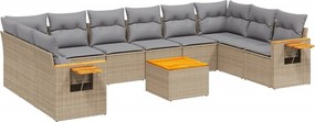 vidaXL Set canapele de grădină cu perne, 11 piese, bej, poliratan