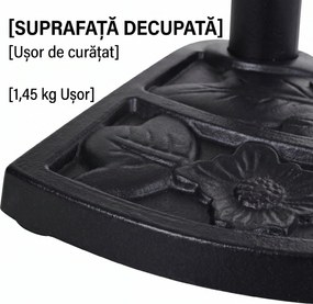 Outsunny Bază pentru Umbrelă Semicirculară de Ø38 mm si Ø48 mm cu Manivelă, 50x31x32 cm, Negru | Aosom Romania