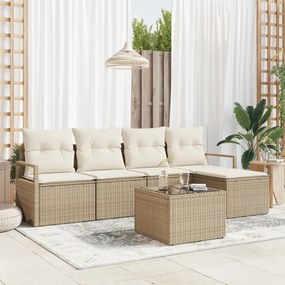 vidaXL Set de canapele pentru grădină 6 pcs Bej Rattan poli