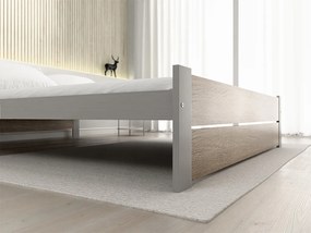 Pat IKAROS DOUBLE 140 x 200 cm, stejar sonoma/gri Saltele: Cu saltele Coco Maxi 20 cm, Somiera pat: Cu lamele drepte
