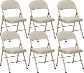 HOMCOM Set de 6 Scaune Pliabile din Metal, Scaune Pliabile din Interior cu Șezut Tapițat din Piele PU și Spătar Deschis | Aosom Romania