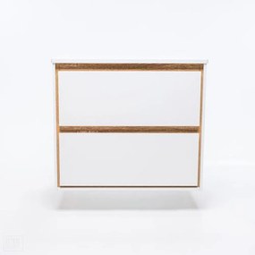 Dulap baza suspendat Rune Dagaz 2 sertare 59 cm alb-lemn lucios