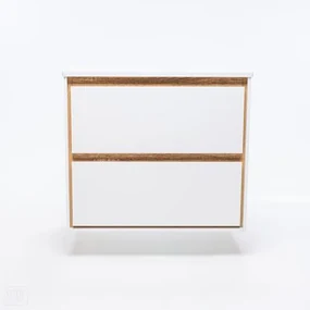 Dulap baza suspendat Rune Dagaz 2 sertare 59 cm alb-lemn lucios