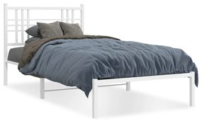 376366 vidaXL Cadru pat metalic cu tăblie, alb, 90x200 cm
