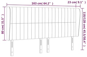 Tablie de pat cu aripioare, crem, 163x23x118 128 cm, textil 1, Crem, 163 x 23 x 118 128 cm