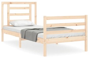 3194661 vidaXL Cadru de pat cu tăblie single mic, lemn masiv