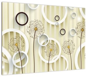 Tablou pe sticlă abstract a păpădiei (70x50 cm)