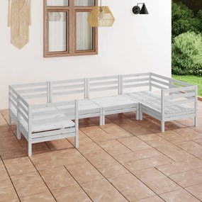 3083515 vidaXL Set mobilier de grădină, 6 piese, alb, lemn masiv pin