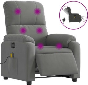 vidaXL Fotoliu de masaj rabatabil electric, gri închis, microfibră