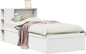 vidaXL Cadru de pat fără saltea, alb, 75x190 cm, lemn masiv de pin