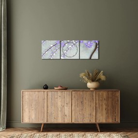 Tablou - ploaie violetă (cu ceas) (90x30 cm)